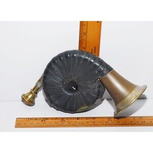 Antique French Horn Leather Wrapped Fox Hunt Equestrian 1910s Rare